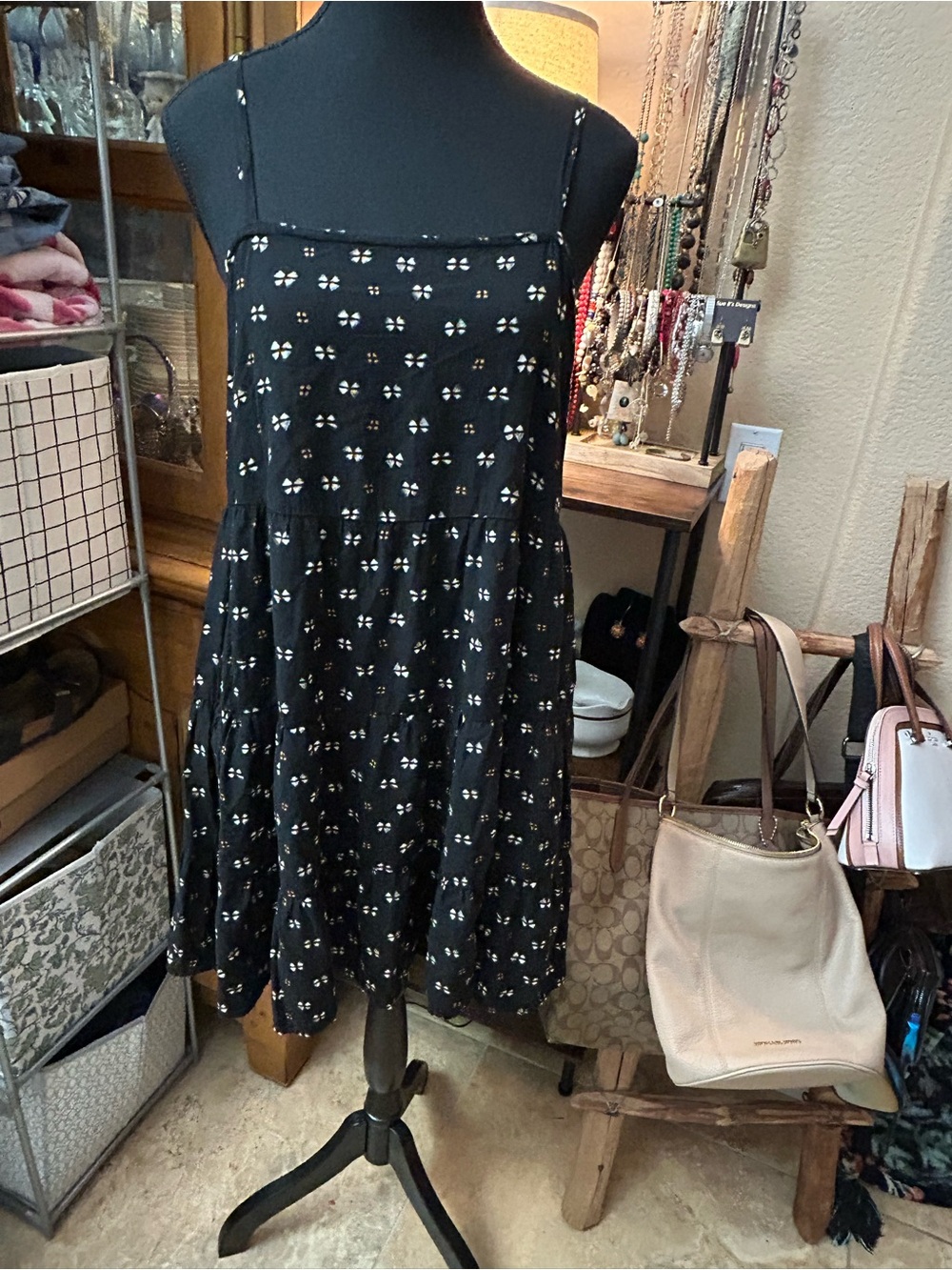 Old Navy Black Floral Mini Slip Dress